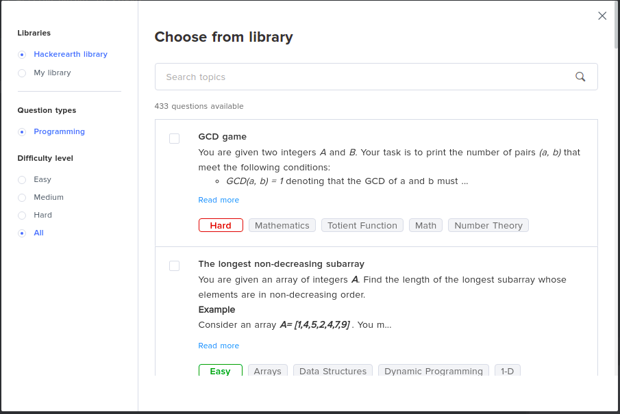 HackerEarth FaceCode - Question Library
